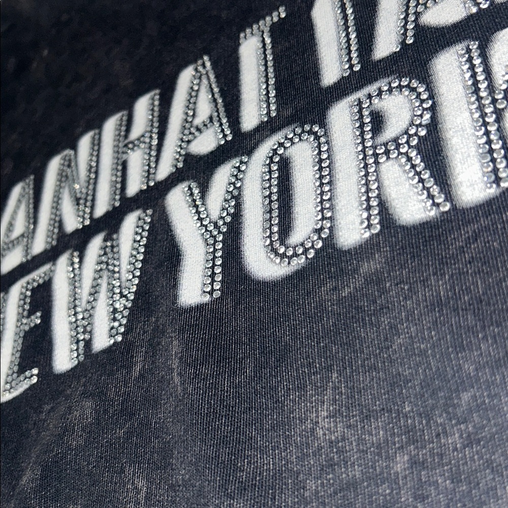 Wild Fable Manhattan New York Black Crewneck Sweater Rhinestones XXL - Picture 6 of 10